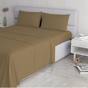 Italian Bed Linen Beddengoedset, elegant, hazelnoot, voor tweepersoonsbed