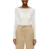 QS - Shirt - Ecru - Lange Mouw - Slanke Pasvorm