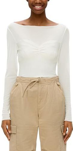 QS - Shirt - Ecru - Lange Mouw - Slanke Pasvorm
