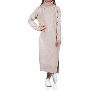ONLY Geklede Onlbrandie L/S jurk met rolkraag voor dames, Knit Noos, puimsteen/Detail: W Melange, XL
