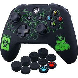 YoRHa Lasergravure siliconen hoes skin case (BH) voor Xbox One S/Xbox One X controller x 1 met opzetstukken x 10