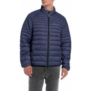 Replay Gewatteerde herenjas met ritssluiting, Ocean Blue 714, XXL