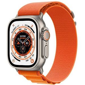 Apple Watch Ultra (GPS + Cellular, 49mm) smartwatch - kast van titanium Oranje Alpine‑bandje - S. Conditie bijhouden, nauwkeurige gps, actieknop, extra lange batterijduur