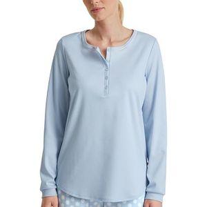 CALIDA Favourites Damesshirt met lange mouwen, van 100% dik katoen, Harmony Blauw, 36-38