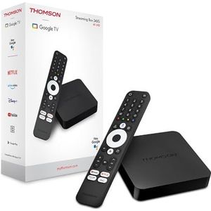 Thomson Streaming Box 240GU, 4K UHD, Google Voice Control, Wifi, (Netflix, Prime Video, YouTube, Disney+, Canal+, Spotify, DAZN), Chromecast ingebouwd
