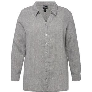 Ulla Popken Linnen blouse voor dames, grijs, 46-48