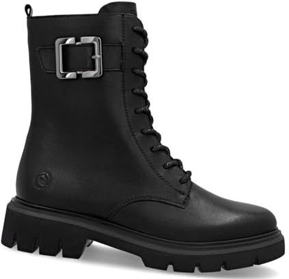 REMONTE - Veterlaarzen - Zwart - Glad Leer - Wide Fit