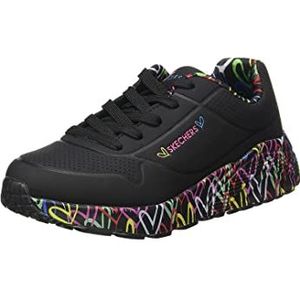 Skechers Uno Lite Mooie Luv meisjes Sneaker, Zwarte Synthetische Multi Trim, 36 EU