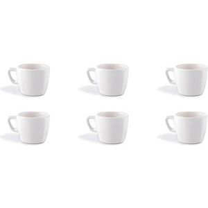 Excelsa Eclipse Set van 6 witte koffiekopjes, keramiek, inhoud 70 ml.