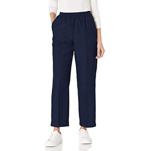 Alfred Dunner Women's All Around Elastic Waist Polyester Pants Poly Proportioned Medium, Navy, 14 Petite