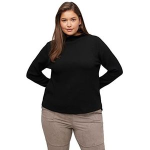 Ulla Popken Dames, gestructureerd oppervlak sweatshirt, zwart, normaal, zwart, 50-52