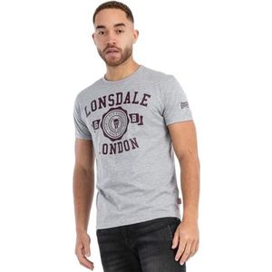 Lonsdale MURRISTER T-shirt voor heren, normale pasvorm, Marl Grey/Oxblood, XL, 117529