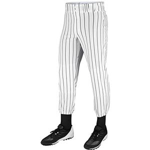 Champro Heren Triple Crown Pinstripe Polyester Baseball Pant, Wit, Zwart, S