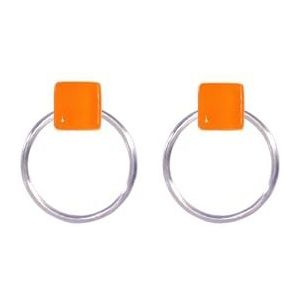 Ellen Kvam Back-Front Hoop and stud earring - Orange