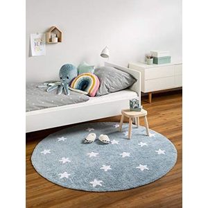 Benuta Kindertapijt Bambini Stars blauw ø 150 cm rond | tapijt voor speel- en kinderkamer