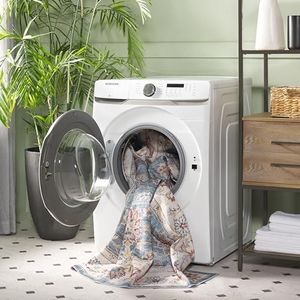 Safavieh Distressed tapijt voor machinewasbaar en antislip, ideaal voor drukbelopen ruimtes, Arizona Collection, korte pool, groen en beige, 120 x 180 cm