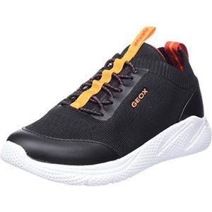 Geox Jongens J Sprintye Boy Sneakers, zwart/oranje., 34 EU
