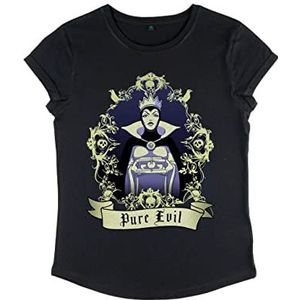 Disney Dames 101 Dalmatians-Bring Me Her Heart Evil Queen Organic Rold Sleeve T-Shirt, Zwart, L, zwart, L