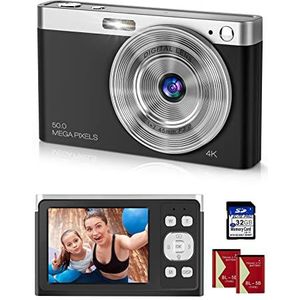 Y-YOPZI 4K Ultra HD mini-videocamera, 50 MP, 2, 88-inch lcd-oplaadbare compacte studentencamera met 16-voudige digitale zoom, YouTube-vlogging-camera voor kinderen, volwassenen, beginners (zwart)