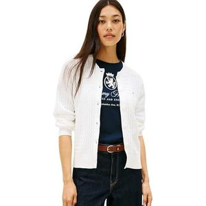 Tommy Hilfiger Dames CO Cable FINE GG C-NK Cardi LS WW0WW43329 Cardigan Trui, wit, XXS, Wit (Ecru), XXS
