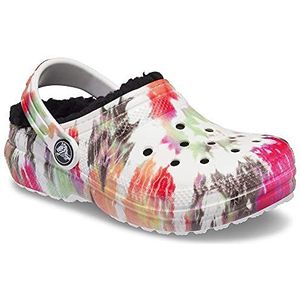 Crocs Classic Lined Tie-Dye Clog K Uniseks klompen voor kinderen, Zwart Multi, 19/20 EU