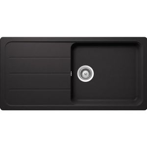 SCHOCK Keukenaanrecht 100 x 50 cm Formhaus D-100L Nero - CRISTALITE granieten spoelbak vanaf 60 cm onderkastbreedte