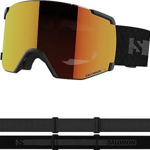 Salomon S/view Unisex Goggles Ski Snowboarden, uitgebreid gezichtsveld, gezichtsscherpte en verblinding en geen beslaan meer, zwart, één maat