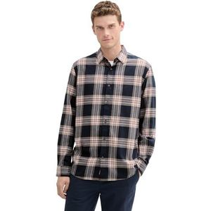 TOM TAILOR heren overhemd, 36640 - Navy Brown Check, XXL