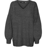 VERO MODA - VMLEAF - Trui - Donkergrijs - Oversized - V-hals