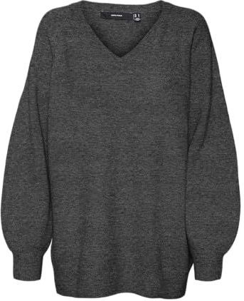 VERO MODA - VMLEAF - Trui - Donkergrijs - Oversized - V-hals
