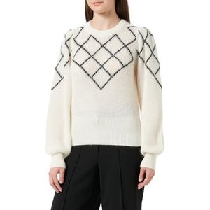 LS Diamond Sweater Wool Blend Cream, wit, M