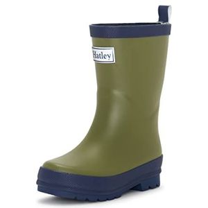 Hatley Klassieke Wellington regenlaarzen voor kinderen, uniseks, klassieke rubberlaarzen, Mat Bos Groen Navy, 6 UK Child