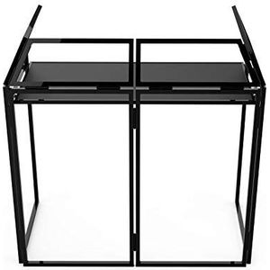 Audibax Pro Event DJ metalen cabine voor DJ's, platte tafelhouder, 109 x 48 cm, incl. meubels, witte lycra afdekking voor het afdekken van de standaard en transporttas, opvouwbare DJ-cabine