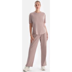 Women's Powder Modal Side Detail Trackpants, L, roze (powder), L