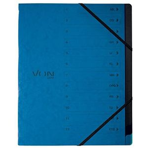 VON Leitz 5-pack ordnermap A4 met 12 vakken, karton, projectmap, von Leitz Leitz, met registers en elastieksluiting, voor school, studie en thuis, blauw, 30150035