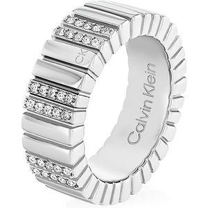 Calvin Klein MINIMALISTISCHE METALS Collectie Ring voor dames, versierd met kristallen, 54, Roestvrij staal, Geen edelsteen