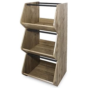 Iris Ohyama, Houten kast/kast met planken/stapelbare planken/opbergrek, Design, modulair, Keuken, woonkamer, badkamer. - Basic furniture shelf - IWB-400 - Asbruin
