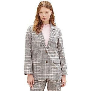 TOM TAILOR Denim Dames losse fit blazer met ruitpatroon, 32456-Rose Grey Check, M
