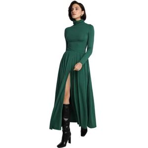 Madnezz House Storm maxi-jurk voor dames met rolkraag, groen, XL