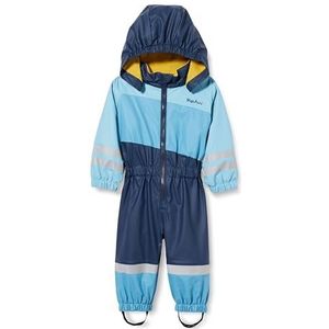 Playshoes Uniseks regenpak voor kinderen met fleecevoering, warm, waterdicht, regenkleding, Blauwe overall, 74