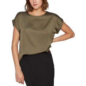 Vila Dames Viellette S/S Satin Top/Su-Noos T-shirt, Dusty Olive, 34