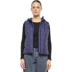 Urban Classics Super Light Puffer Vest voor dames, licht gewatteerd vest met capuchon, slim fit, Donkerblauw, XS