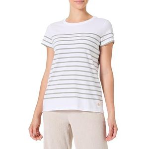 Armor Lux Lichte katoenen bootkraag met korte mouwen en boothals voor dames, Wit/Shadow, M