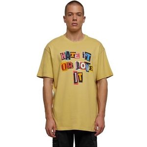Mister Tee Upscale Unisex T-shirt Hate it or Love It Oversized Tee, uniseks T-shirt met opdruk, oversized fit, katoen - print T-shirt, grafisch T-shirt, Palemoss, S