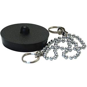 SOMATHERM FOR YOU - C107 - Zwarte pvc-stop Ø 40/45 Chome-ketting 300 mm gootsteenstop geleverd met 2 gebroken ringen