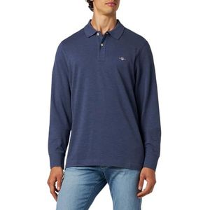 GANT Heren Reg Shield Ls Pique Rugger Poloshirt, Dark Jeansblue Melange, 4XL