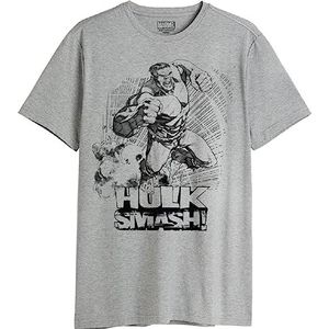 Marvel MEHULKCTS081 T-shirt, grijs gemêleerd, XXL, heren, Grijs Chinees, XXL