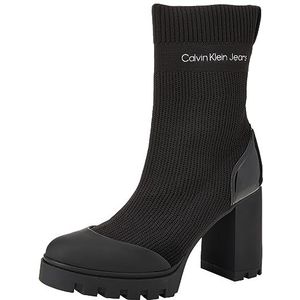 Calvin Klein Dames Platform Sock Knit Wn Mid Boot, Zwart, 39.5 EU