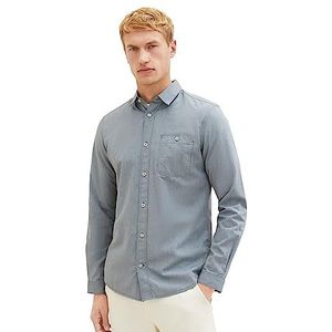 TOM TAILOR Heren slim fit overhemd met fijne strepen van katoen, 32291-sea Green Dobby Structuur, XXL