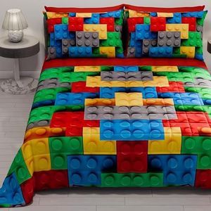 PETTI Artigiani Italiani - Zomersprei voor tweepersoonsbed, 260 x 270 cm, 100 g/m², omkeerbaar, voor tweepersoonsbed, lente, licht dekbed, bouwstenen, 100% Made in Italy